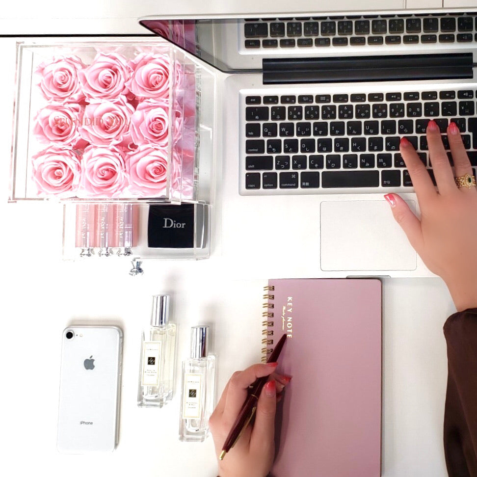 デスクドレッサー ピンク 取手付き | Splendid you